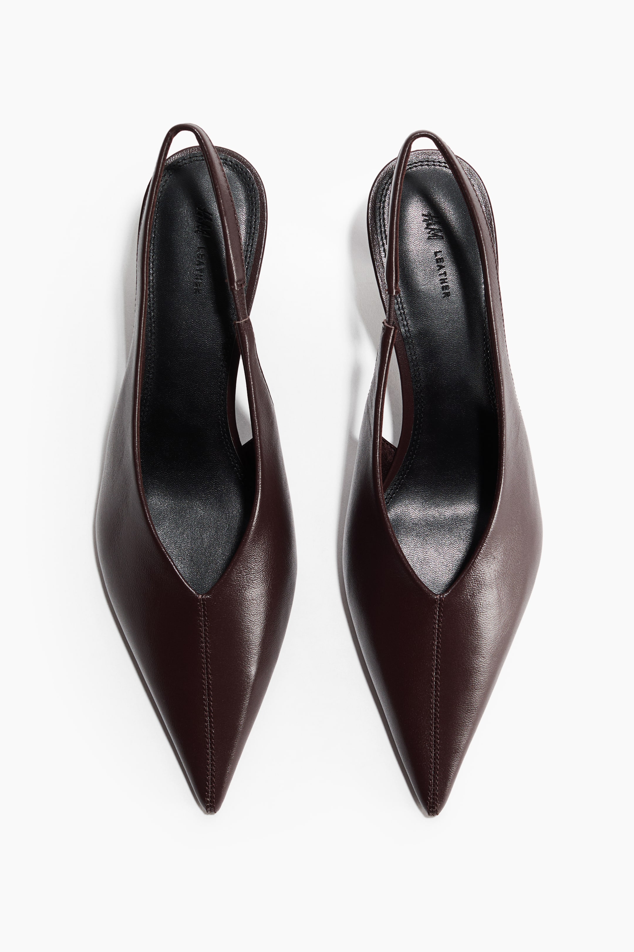 Kitten-Heeled Leather Slingbacks