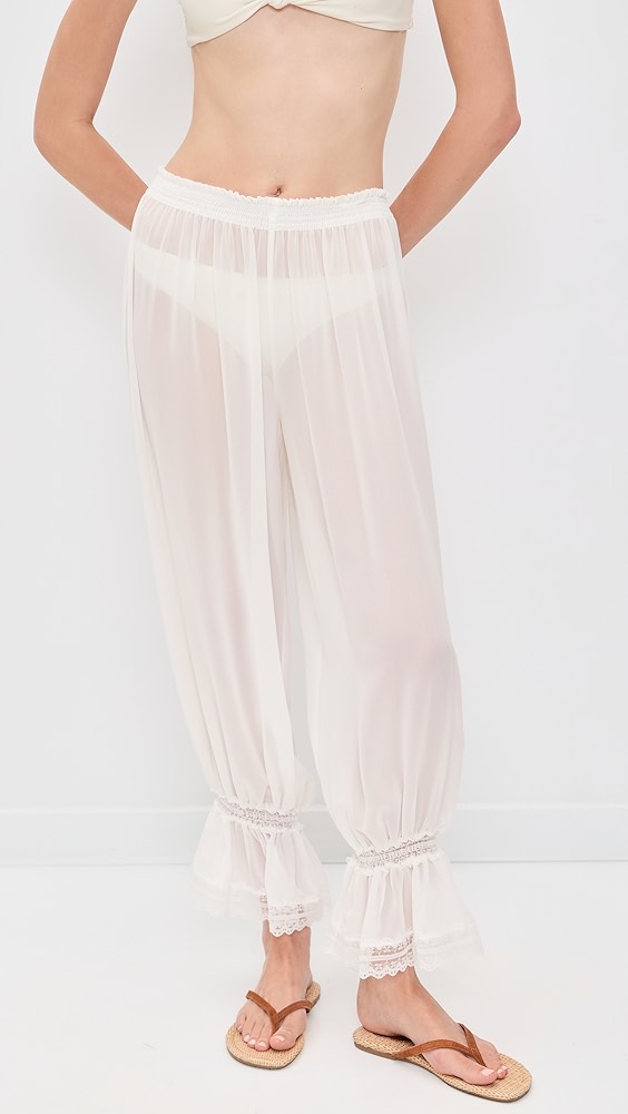 Luella Lace Trimmed Pants - White