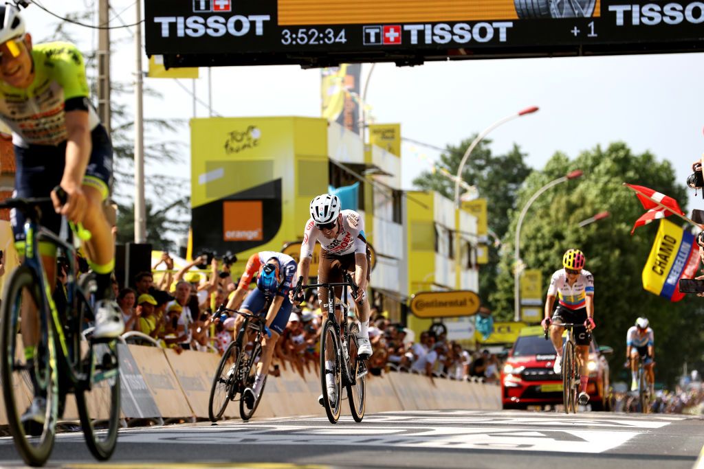 ISSOIRE FRANCE JULY 11 Ben Oconnor of Australia and Ag2R Citron Team crosses the finish line during the stage ten of the 110th Tour de France 2023 a 1672km stage from Vulcania to Issoire UCIWT on July 11 2023 in Issoire France Photo by Michael SteeleGetty Images