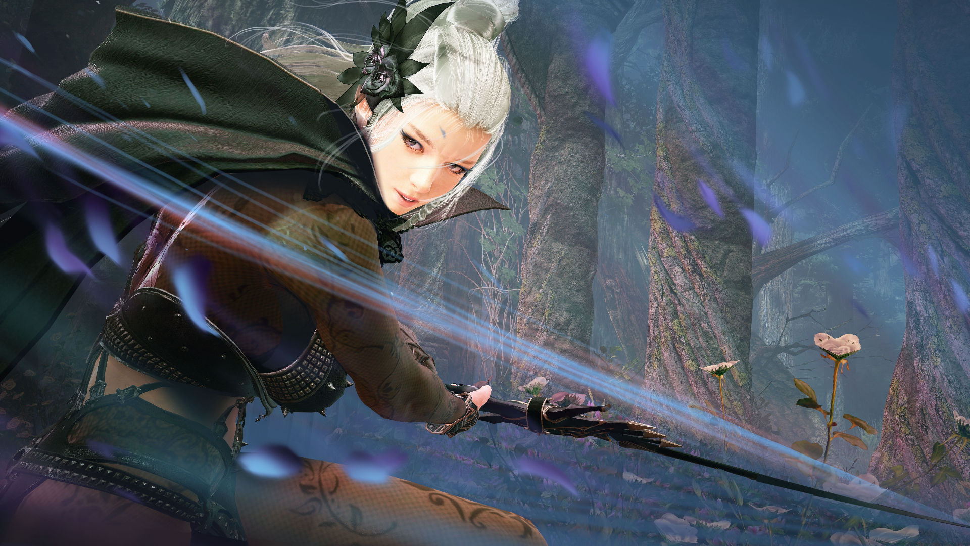 best MMO games: a white-haired female warrior in Black Desert Online