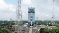 An Indian Space Research Organisation PSLV rocket carrying the SpaDeX space docking satellite mission is prepared for launch.