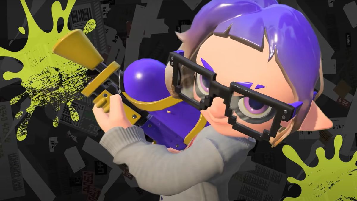 Splatoon 3 amiibos guide, inkling brandishing weapon close up