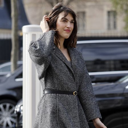 Jeanne Damas wearing a tweed coat in Paris