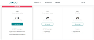 Her er et øyeblikksbilde Av Jimdos planer og priser