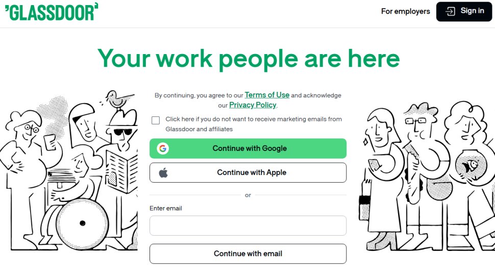 Website screenshot of Glassdoor (January, 2026)