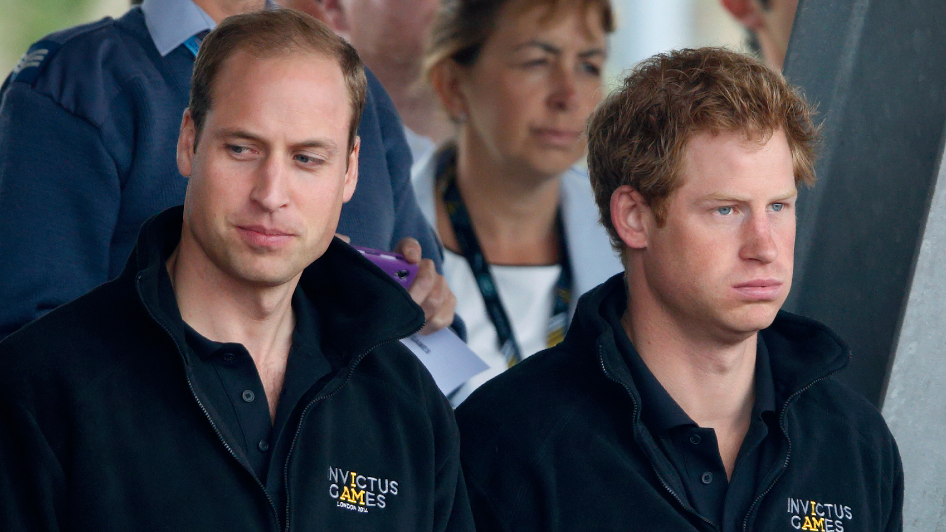 Prince William and Prince Harry wear black fleece jackets at the Invictus Games 2014