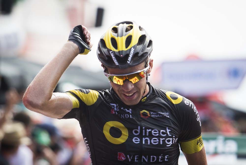 Lilian Calmejane (Direct Energie) celebrates his victory at the Vuelta a Espana