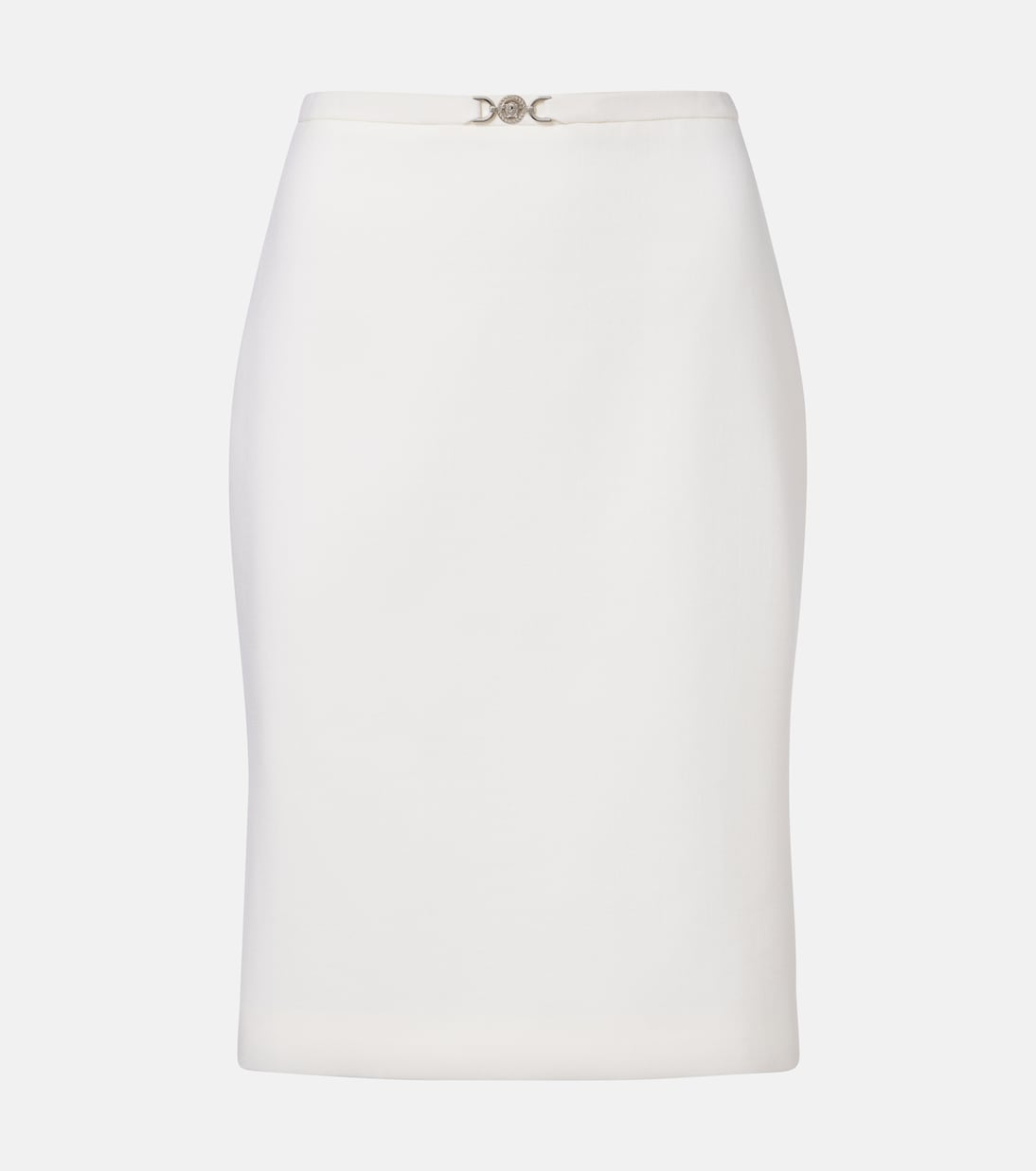 Virgin Wool Midi Skirt in White - Versace