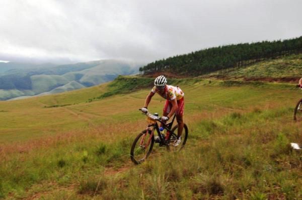 Burry Stander speeds through a singletrack section.
