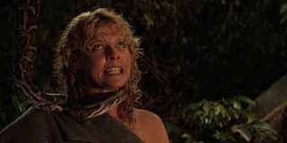 Kate Capshaw with a different snake than she refused to go near in Indiana Jones and the Temple of Doom