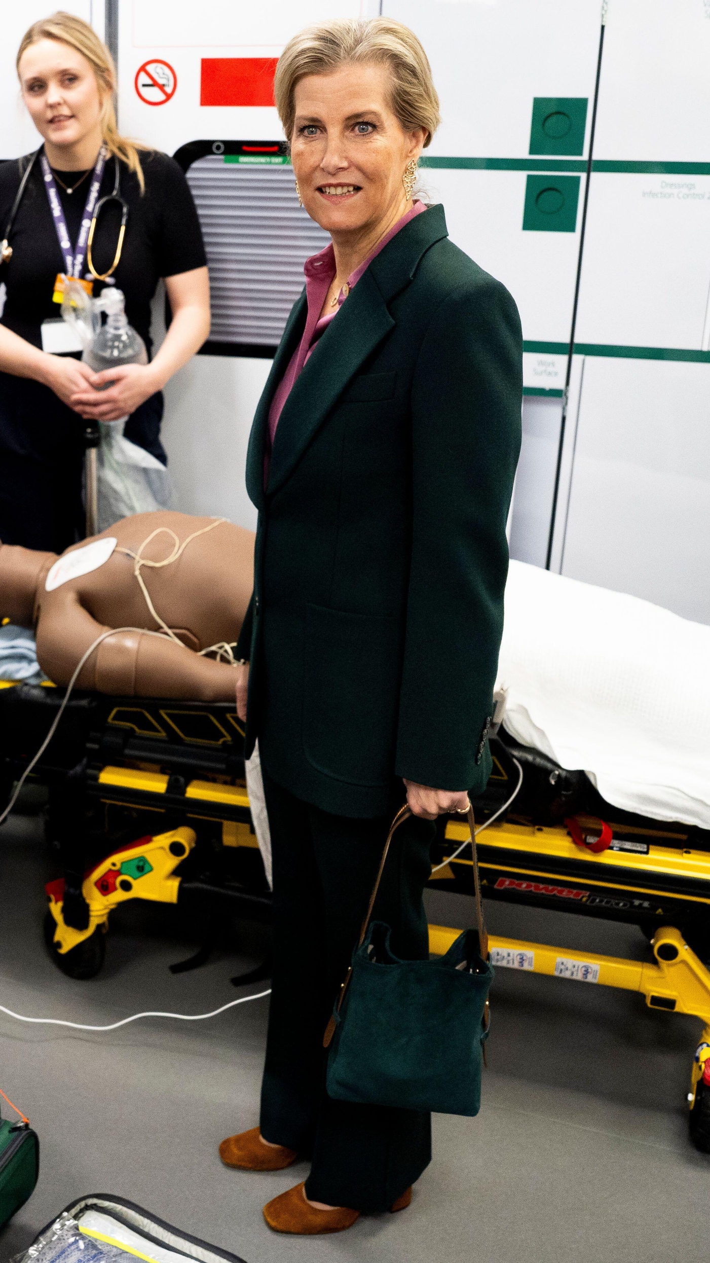 The Duchess of Edinburgh speaks to medical students during a visit to the University of Surrey in Guildford