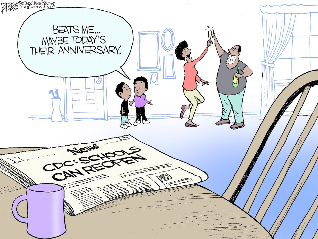 Editorial Cartoon U.S. CDC covid school reopenings