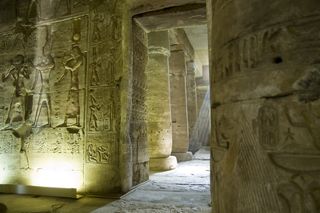 Inside the Temple of Osiris at Abydos.
