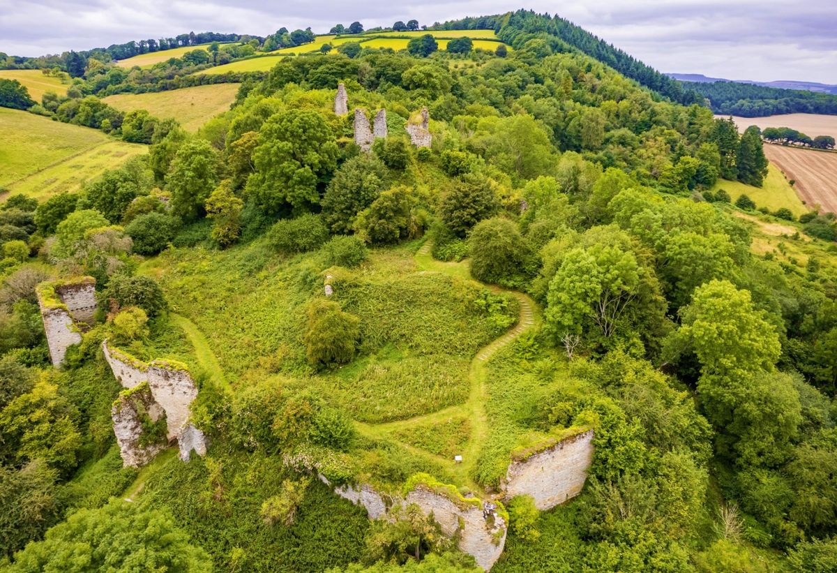 The ruins of the castle overlook the village of Wigmore