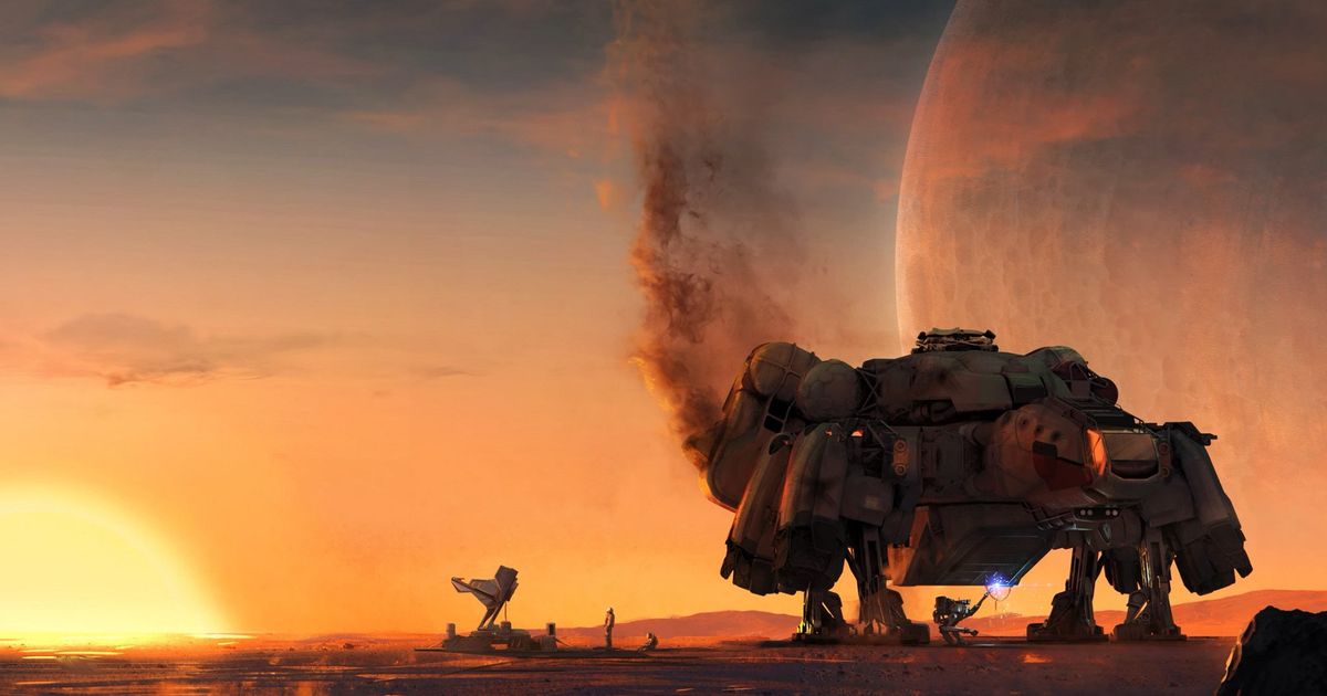 Starfield Concept Art Robot Sunset