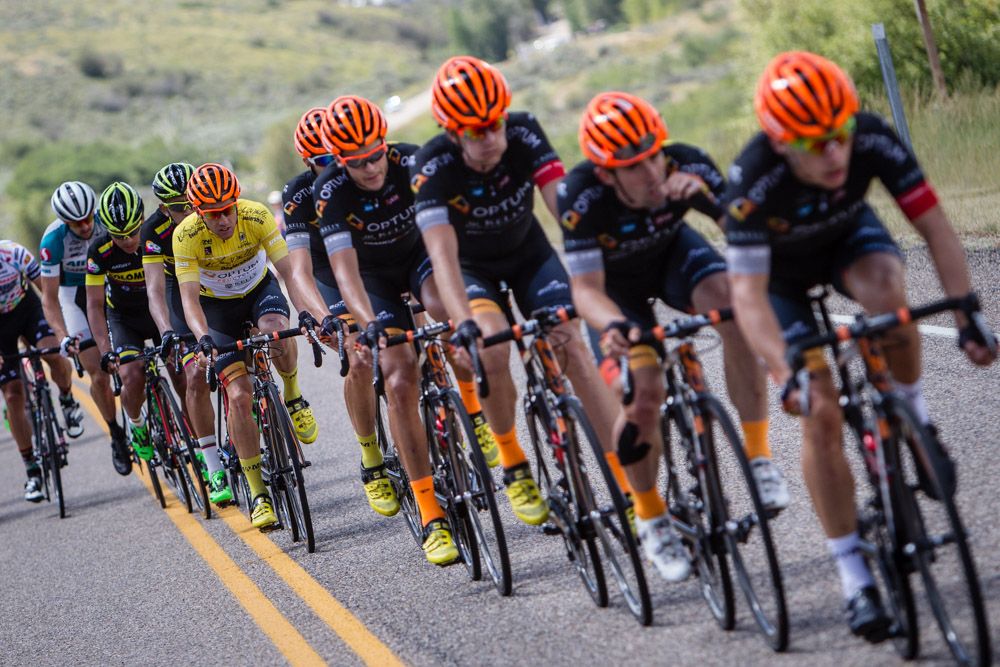 Michael Woods (Optum) stays tucked in behind his team.