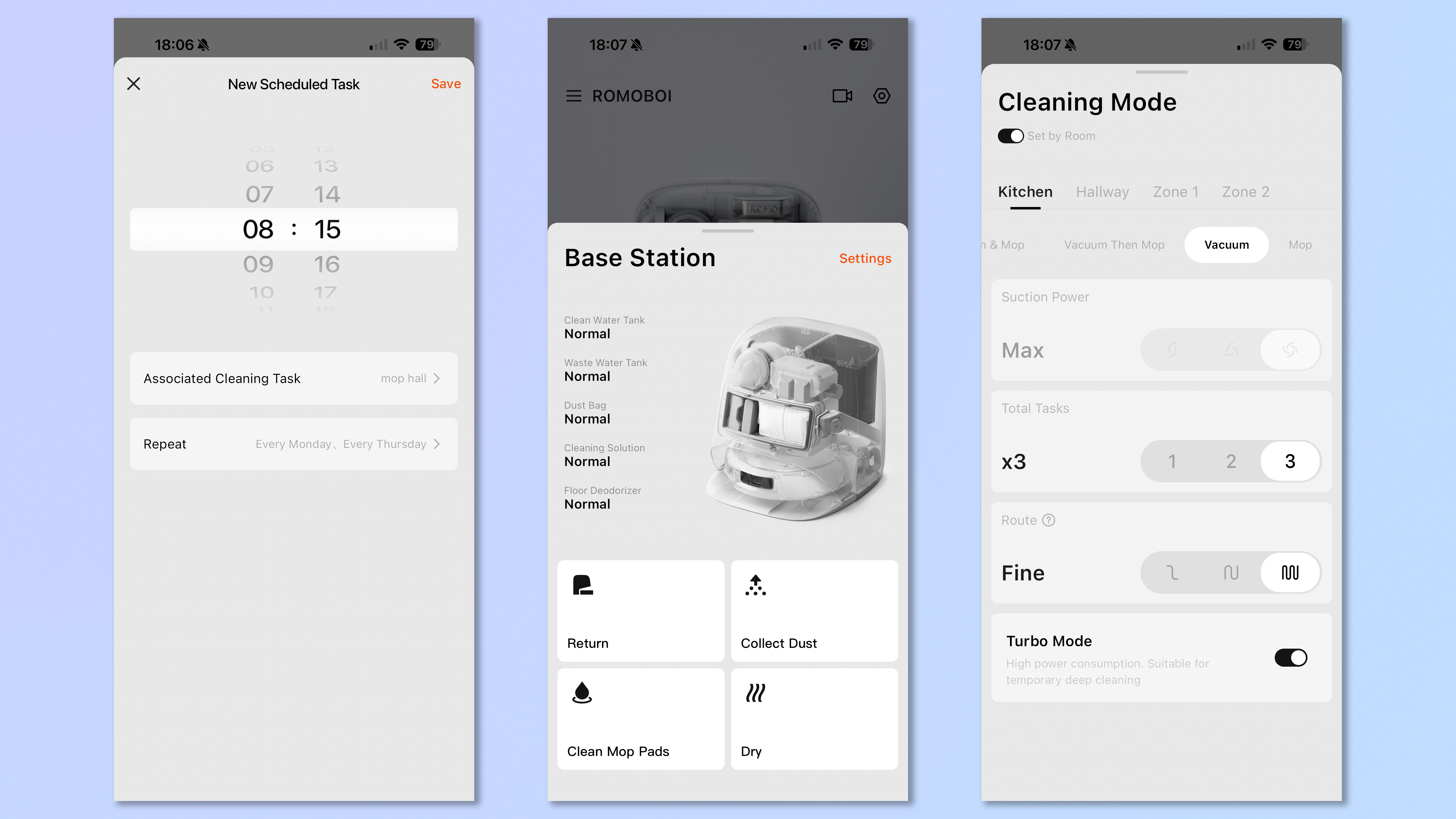 The DJI Home app being used to customize the DJI Romo P