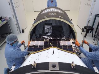 Northrop Grumman built the R3D2 satellite, which tests a new kind of space antenna, for the U.S. Defense Advanced Research Project Agency (DARPA).
