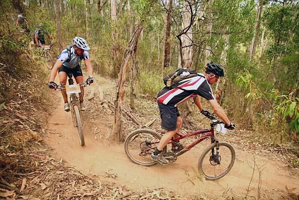 Racers negotiate a switchback at the Otway Odyssey