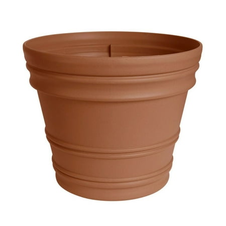 Bloem Rolled Rim 22&quot; Round Resin Planter Pot - Indoor and Outdoor Gardening Planter With Optional Knock-Out Drainage, Terra Cotta