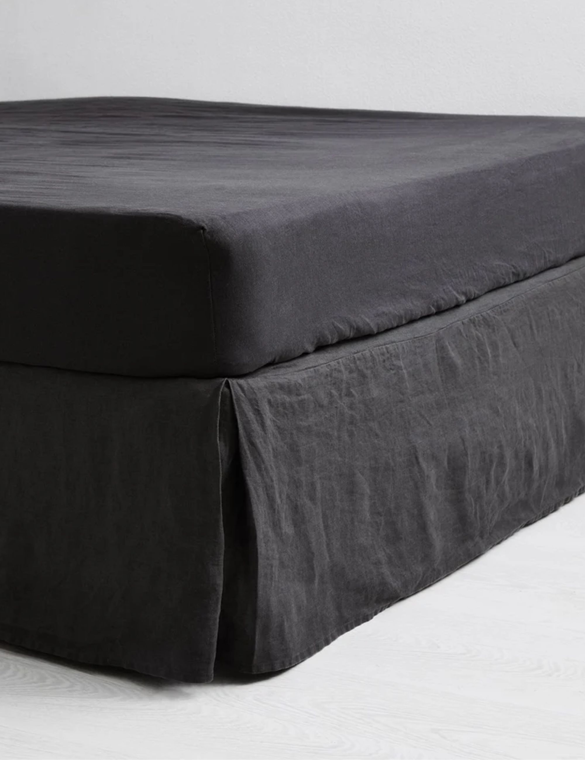 Charcoal 100% French Flax Linen Bed Skirt