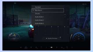 A screenshot showing the settings for the PlayStation Pulse Explore wireless earbuds on a PS5