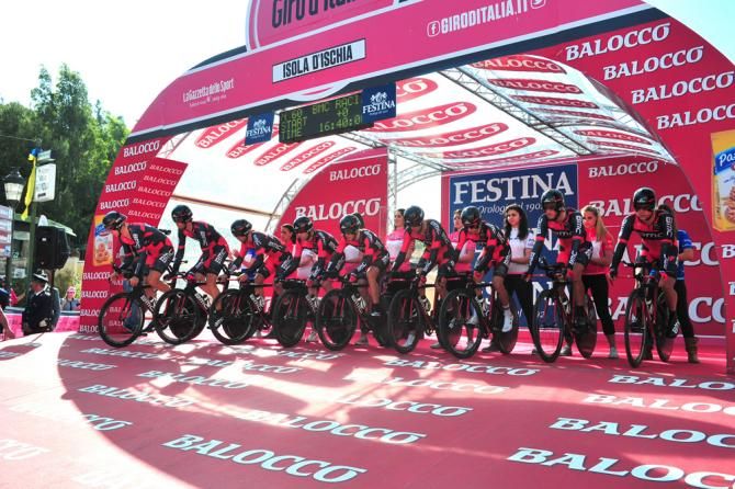 Team BMC on the start line of the team time trial