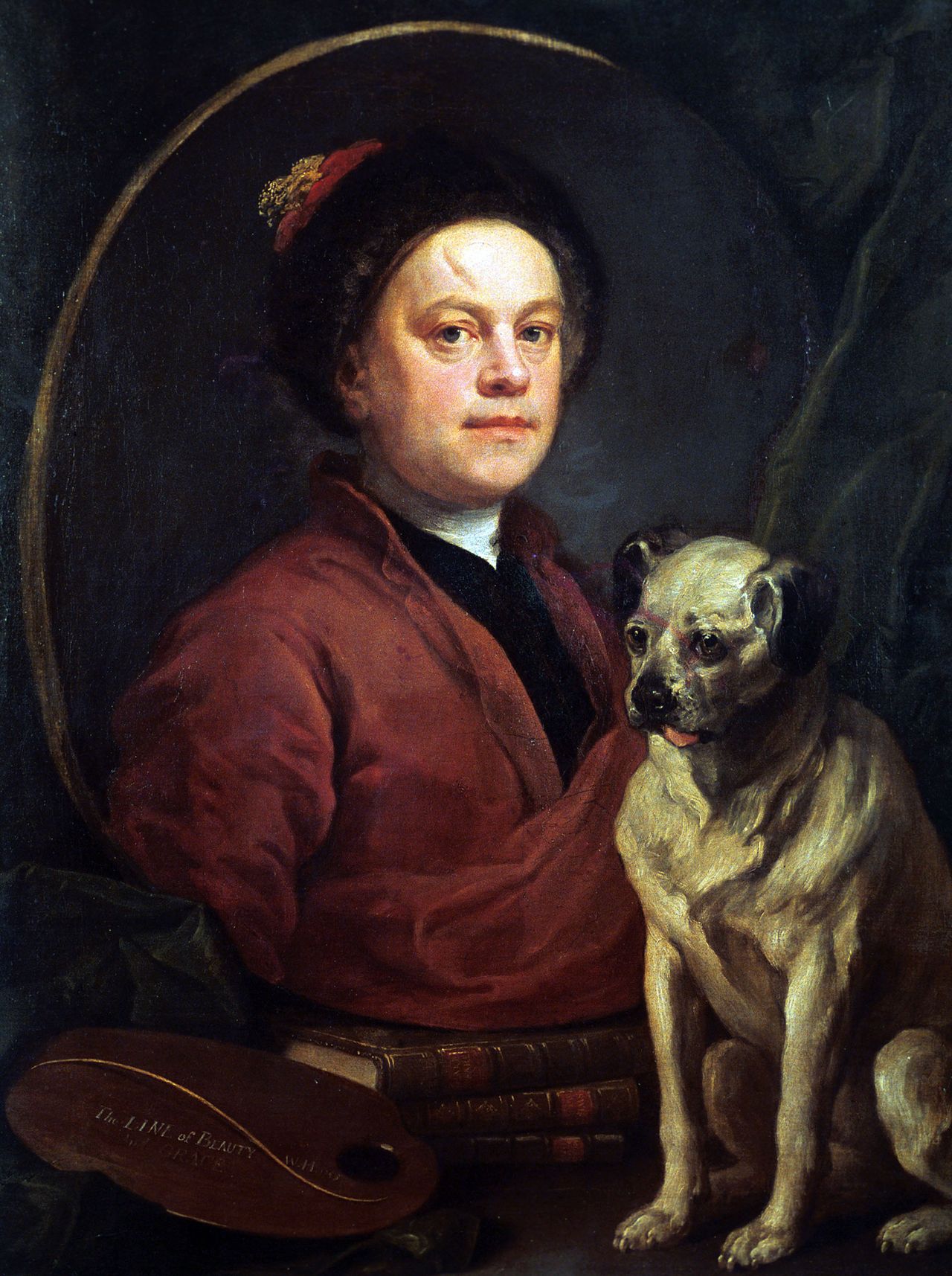 The Painter and his Pug, 1745 (aka The Artist and his Dog). 25½in by 27½in, by William Hogarth (1697–1764). The painting is part of the Tate Collection.