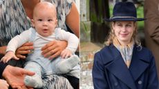 Composite of a picture of Prince Archie in South Africa in 2019 and Lady Louise Windsor in Norfolk in 2023