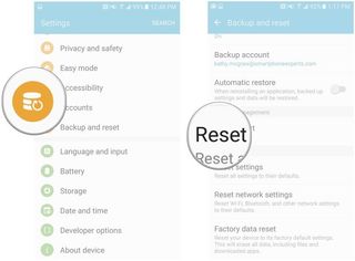 Tap backup and reset then tap reset settings
