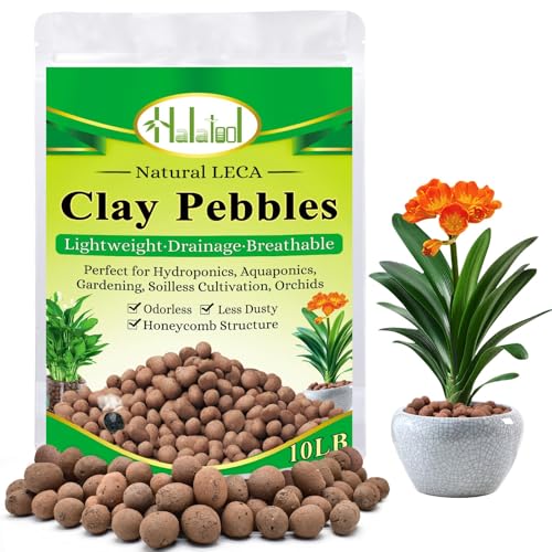 Halatool 10lb Leca Clay Pebbles for Plants 4mm-16mm Clay Balls 100% Natural Hydroton Leca Balls for Indoor Plants Hydroponic Growing Gardening Orchids Drainage Decoration Aquaponics