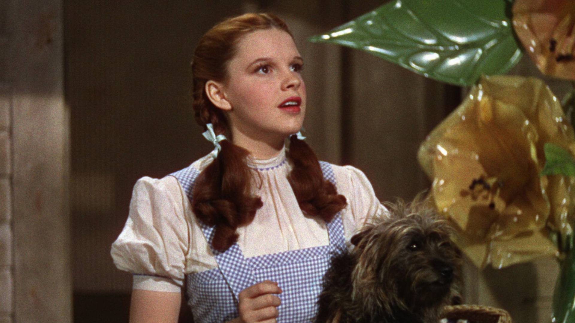 Judy Garland as Dorothy Gale with Toto in The Wizard of Oz
