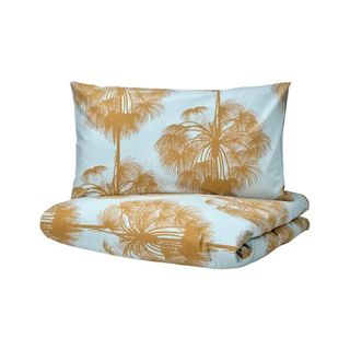 Palm tree design bedding in blue/mustard