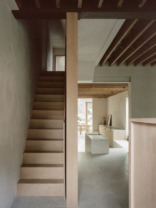 Stairs going up at London house by Architecture For London