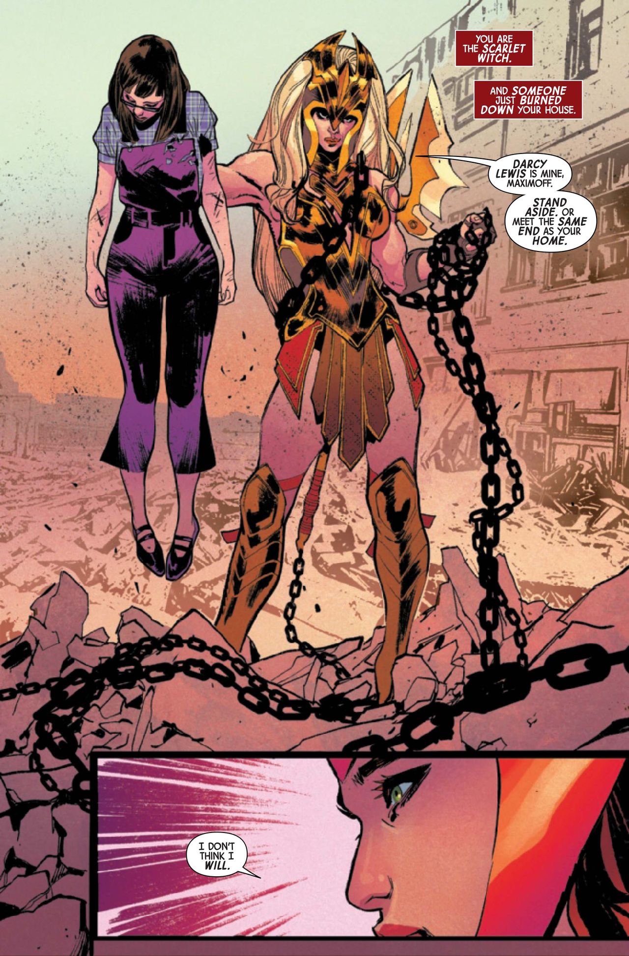 Scarlet Witch faces off against Scythia.