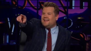 James Corden pointing to audience member on The Late Late Show