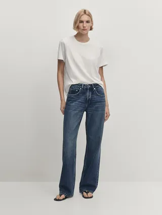 Mid-Rise Wide-Leg Full Length Jeans