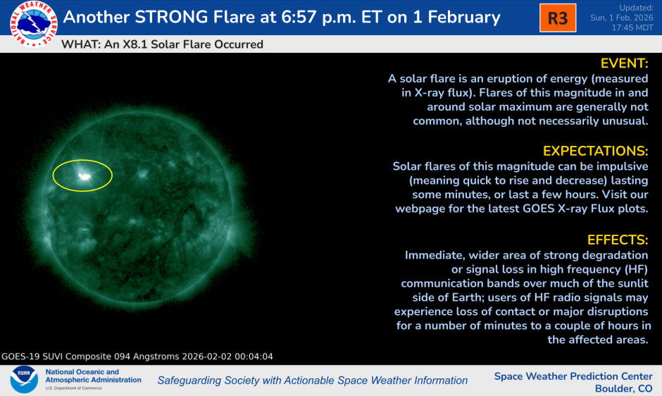 NOAA's solar flare alert