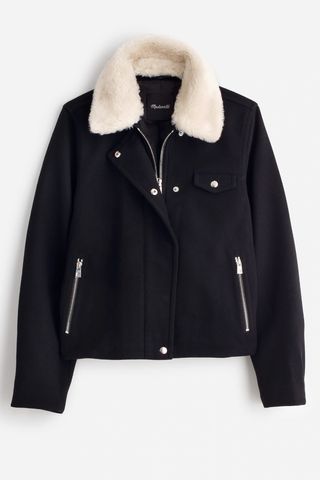 Sherpa-Collar Asymmetric Zip-Front Jacket (Was $268) 