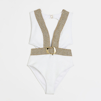 White and gold plunge swimsuit - £40 at River Island