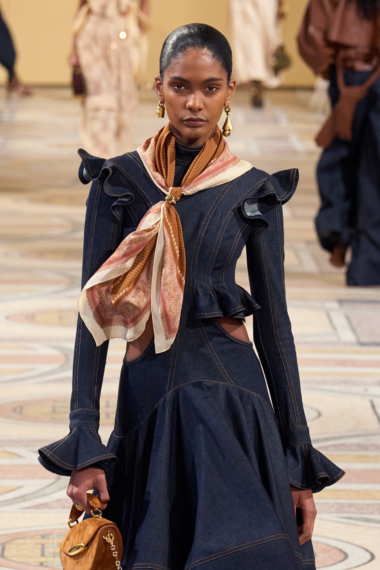 Zimmermann denim top and skirt on runway