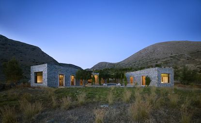 This complex of five buildings on the northwestern edge of the Greek island 