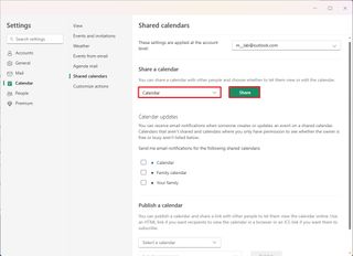 Share calendar in Outlook