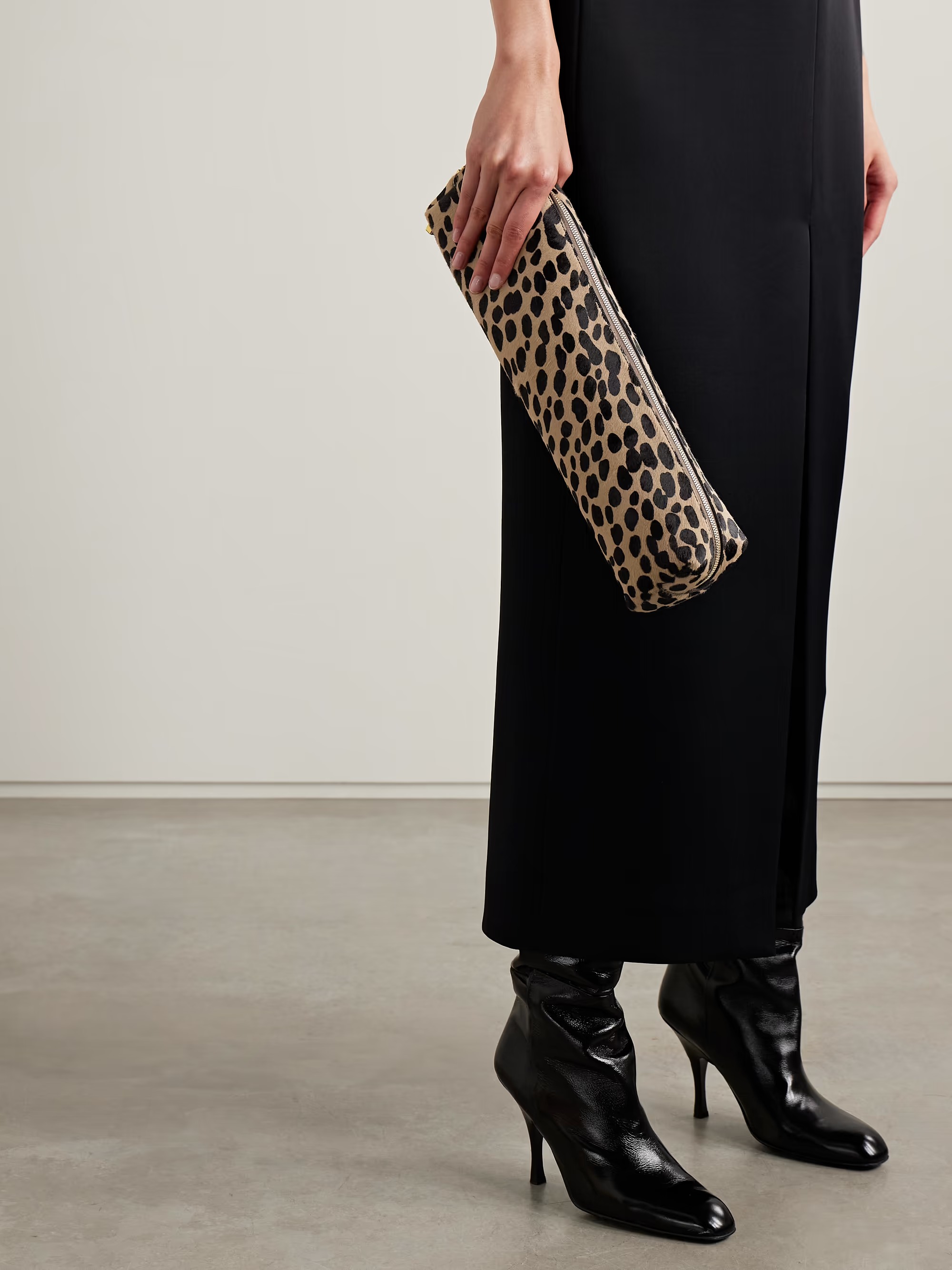 Khaite, Kye leopard-print calf hair clutch
