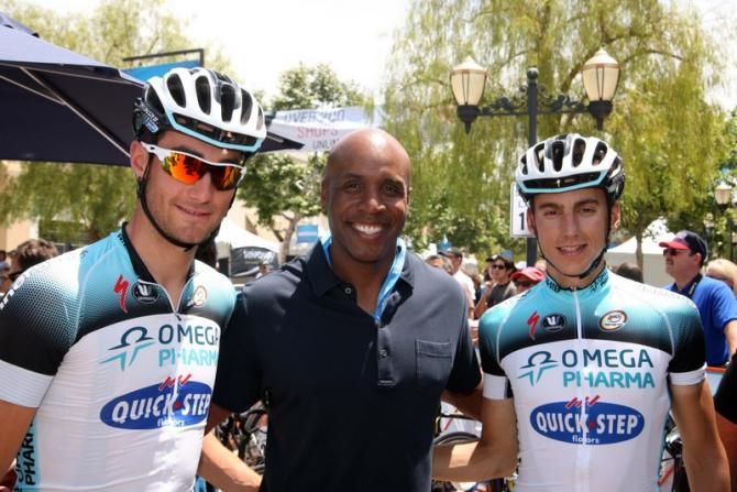 Former baseball hero Barry Bonds caught up with some of the Omega Pharma-Quick-Step crew