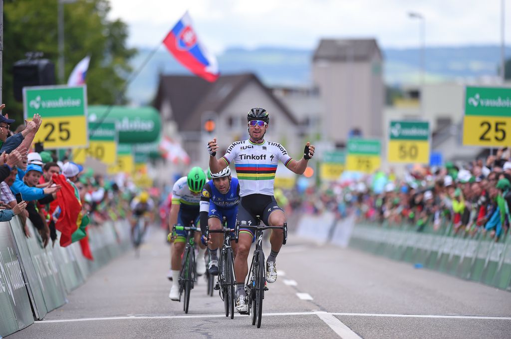 Peter Sagan (Tinkoff) celebrating his stage win