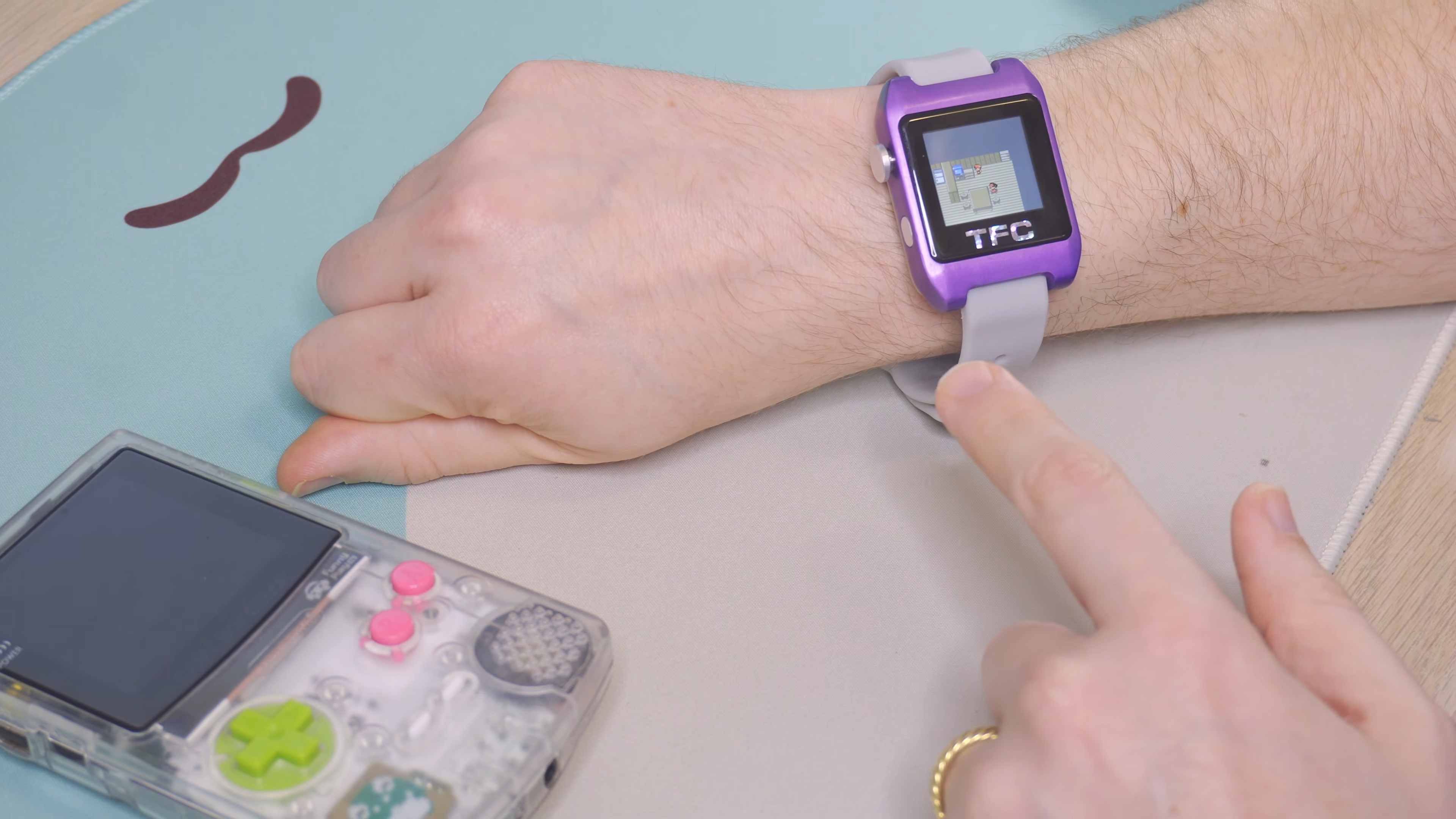 Chris Hackmann's Time Frog Color, a Game Boy Color mod project that houses original hardware inside of a specially made smart watch.