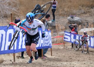 Katie Compton (Trek Cyclocross Collective) was starting to open up a lead by the second lap