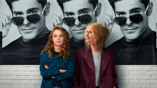 Nicole Kidman and Joey King stand in front of posters of Zac Efron