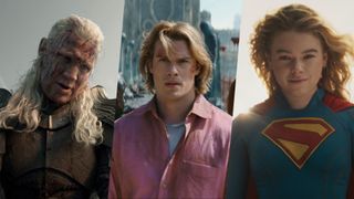 L-R: Daemon Targaryen (Matt Smith) in "House of the Dragon" season 3, Nicholas Galitzine as Prince Adam in "Masters of the Universe" and Kara Zor-El (Milly Alcock) in "Supergirl"